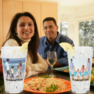 Customise 2 Family Photo   Custom Text Pint on Glass