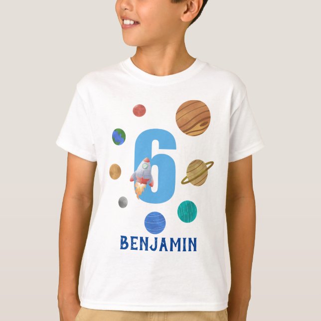 Customise 6th Birthday Solar Planet T-Shirt (Front)