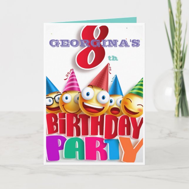 Customise 8th Birthday Card Boy or Girl (Front)