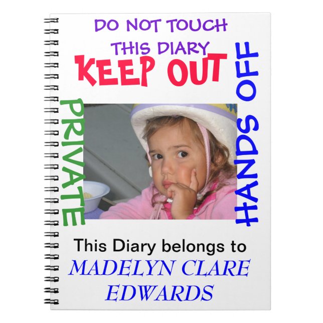 Customise a notebook Diary for your special girl (Front)