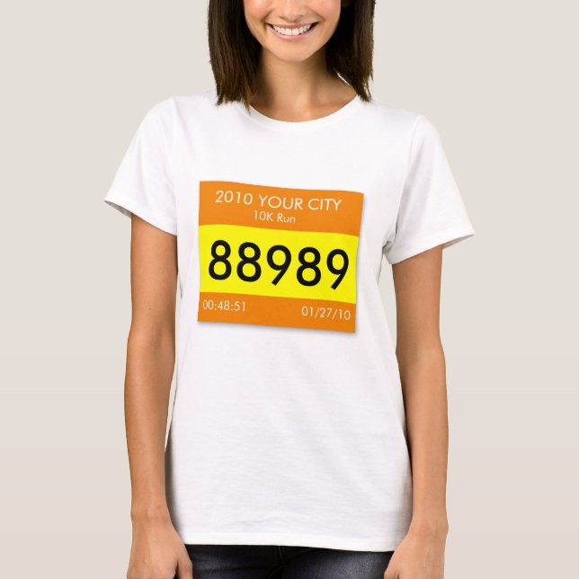 Customise a unique shirt with your race bib info! (Front)