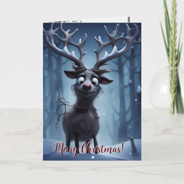 Customise-able Funny Reindeer Christmas Card (Front)