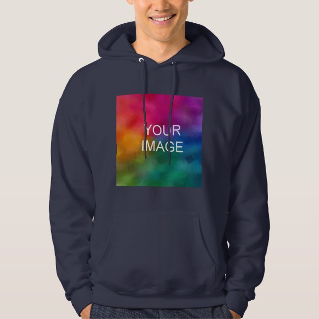 Customise Add Image Logo Navy Blue Template Hoodie (Front)