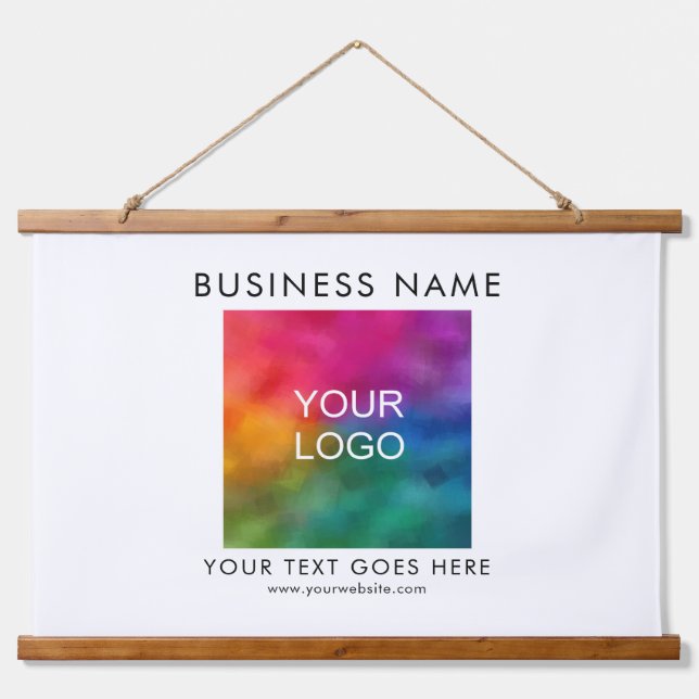Customise Add Your Business Logo Text Template Hanging Tapestry (Front)