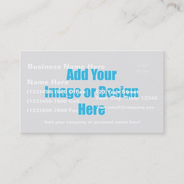 (Customise) Add "Your" image, text and logo. Business Card (Front)