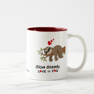 Customise Adorable Sloth HAPPY Valentine's DAY Two-Tone Coffee Mug