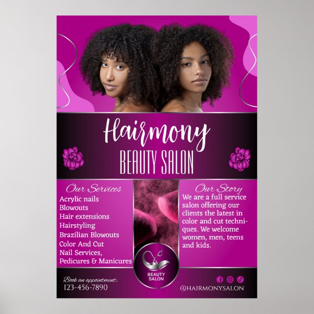 Customise African American Beauty Salon Front  Poster (Front)
