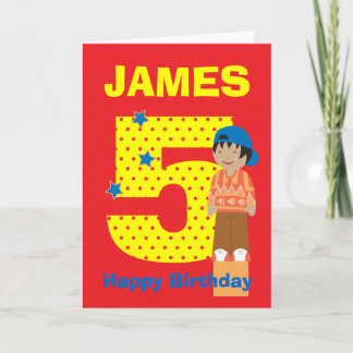 Customise age and name boy's birthday card