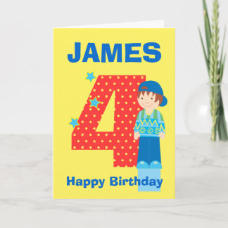 Customise age and name boy's birthday card