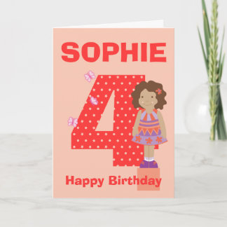 Customise age and name girl's birthday card