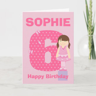 Customise age and name girl's birthday card