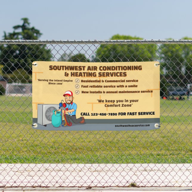 Customise Air Conditioning Heating HVAC Shop Banner (Insitu)