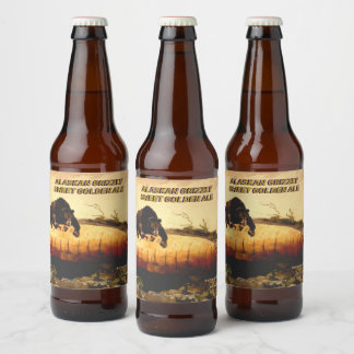 Customise Alaskan Grizzly Golden Ale Detailed Craf Beer Bottle Label
