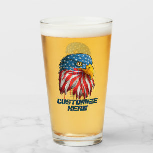 Customise American Patriotic USA Flag Bald Eagle Glass