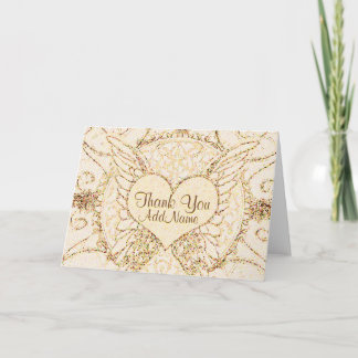 Customise Angel Wings and Heart Thank You Card