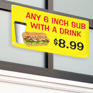 Customise Any 6 Inch Sub With A Drink Add Price Banner