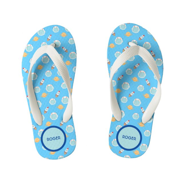 Customise Astronaut Rocket Ship Planets Kid's Thongs (Footbed)