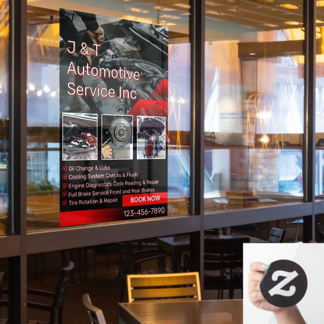 Customise Auto Repair Garage Service List With Log (Restaurant Window)