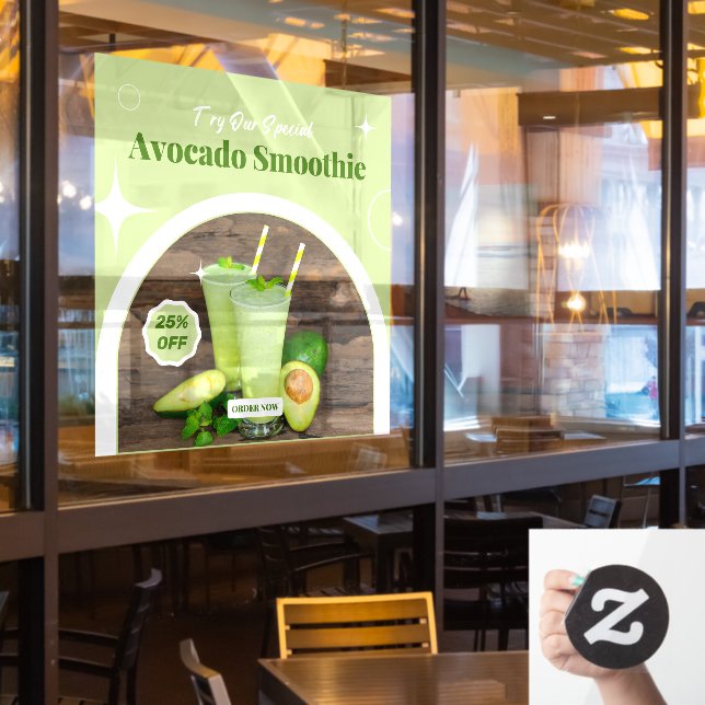 Customise Avocado Smoothie Shop Promo % Off  (Restaurant Window)