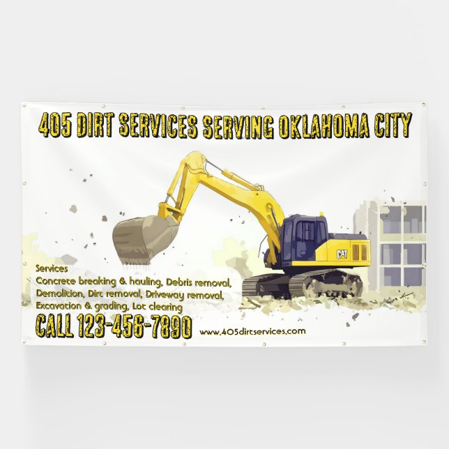 Customise Backhoe General Contractor Construction  Banner (Horizontal)