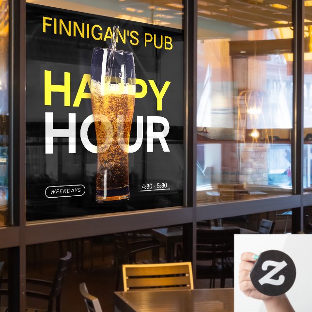 Customise Bar Pub Public House Happy Hour Beer  (Restaurant Window)