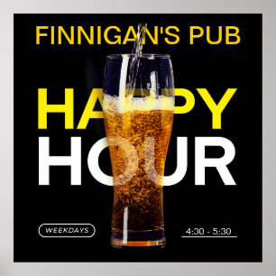 Customise Bar Pub Public House Happy Hour Beer  Poster
