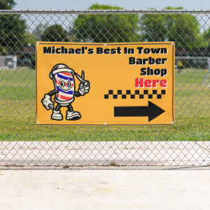 Customise Barber Shop Here Arrow Turn Right Promo Banner