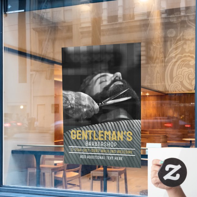 Customise Barbershop Modern Bearded Man Graphic (Cafe Window)
