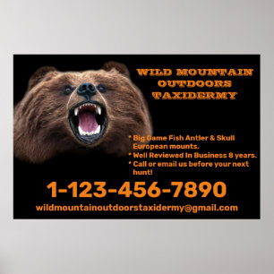 Customise Bear Large Game Taxidermy Shop Poster