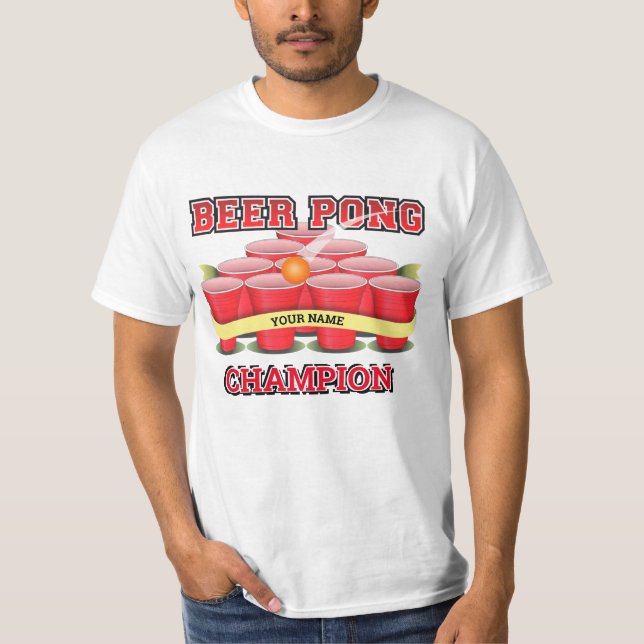 Customise Beer Pong Champion Cups Pong Ball  T-Shirt (Front)
