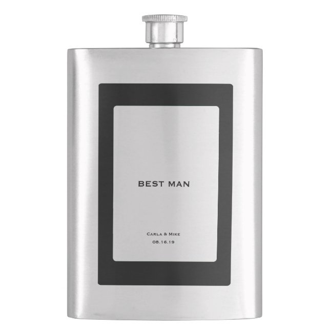 Customise Best Man Classic Hip Flask (Front)
