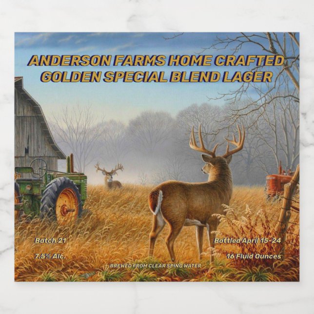 Customise Big Buck Deer Barnyard Showdown Detailed Beer Bottle Label (Single Label)