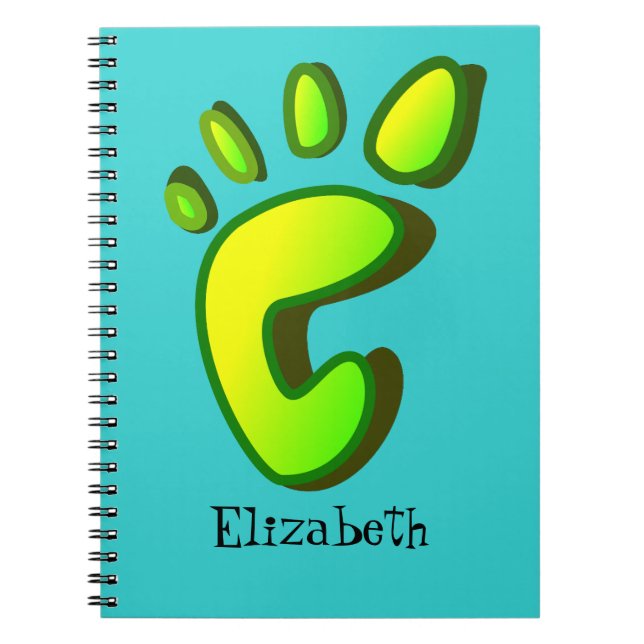 Customise Big Lime Green Footprint Notebook (Front)
