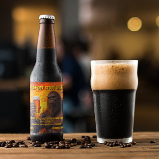 Customise Bigfoot Drinking A Beer At Sunset  Beer Bottle Label