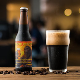 Customise Bigfoot Drinking A Beer At Sunset Bottle Label