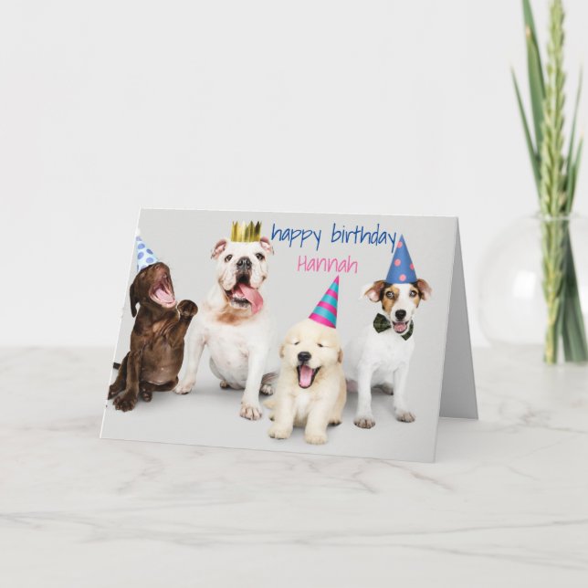 Customise Birthday Card - Dogs Sat in a Row (Front)