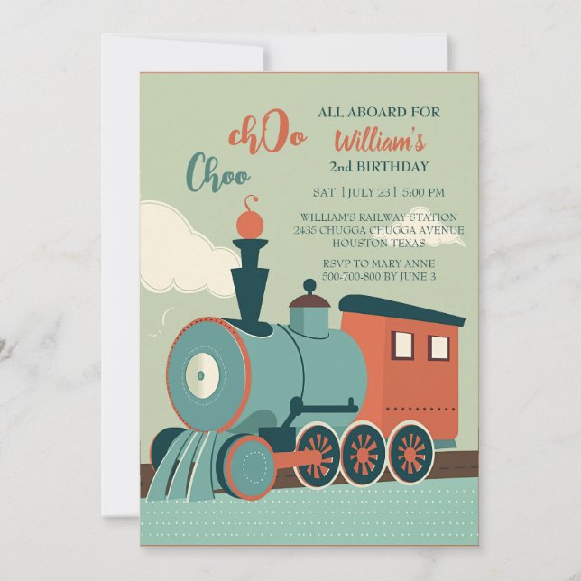 Customise Birthday Train Boy Train Ticket Birthday Invitation (Front)