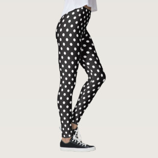 Customise Black And White Polka Dots Pattern Leggings