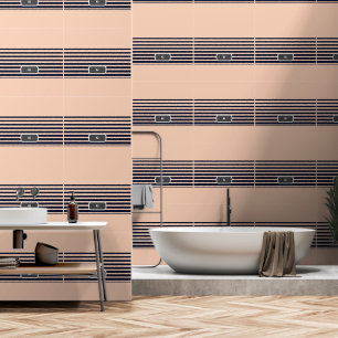 Customise Black & Pink Monogram  Stripes Wallpaper