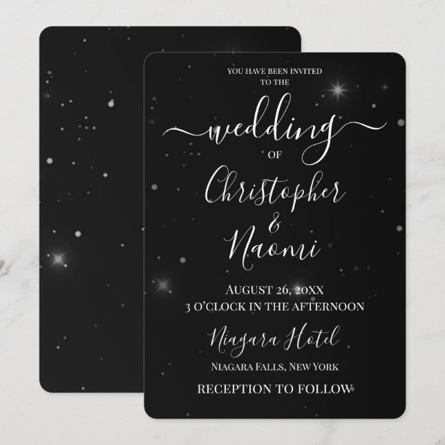 Customise - Black Stars Invitation (Front/Back)