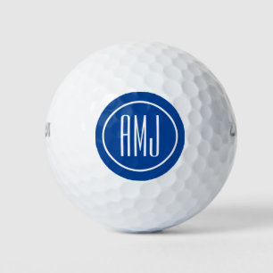 Customise blue and white monogram golf balls