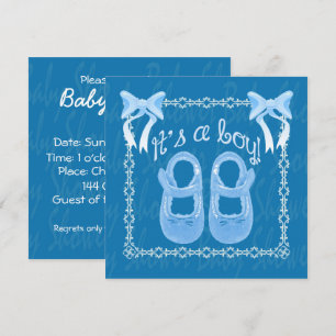 Customise Blue baby Boy shower invitation