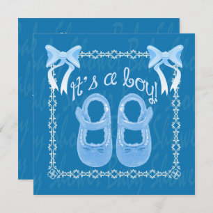 Customise Blue baby Boy shower invitation