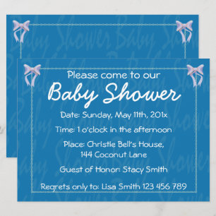 Customise Blue Baby Boy shower invitation