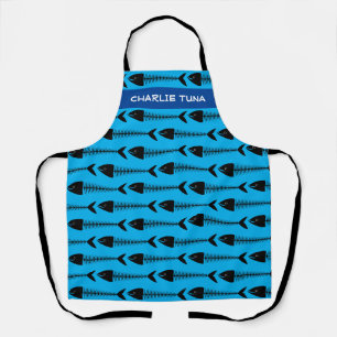 Customise Blue Fish Pattern BBQ Apron
