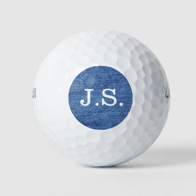 Customise Blue White Denim Texture Look Image Golf Balls (Front)