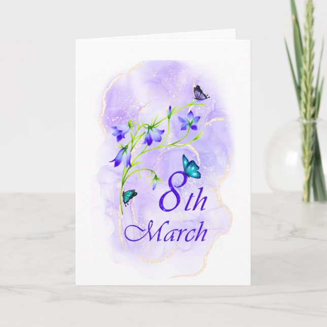 Customise Bluebell Flower Car Folded Greeting Card (Front)