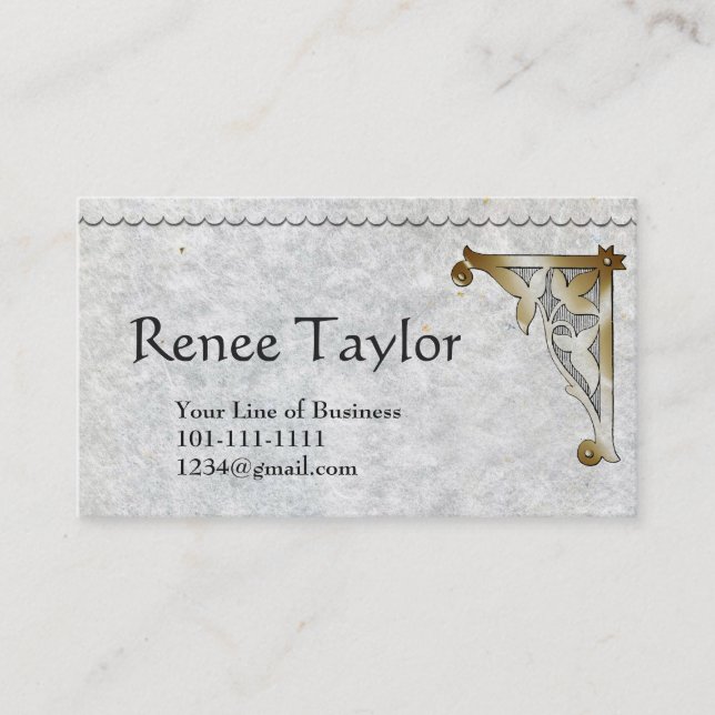 Customise both sides Granite Paper & Gold Bracket Business Card (Front)