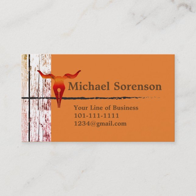 Customise both sides of Wood, Stone and Bull Head Business Card (Front)