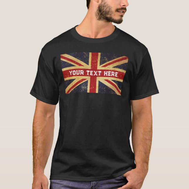 Customise British Union Jack Flag Vintage T-Shirt (Front)